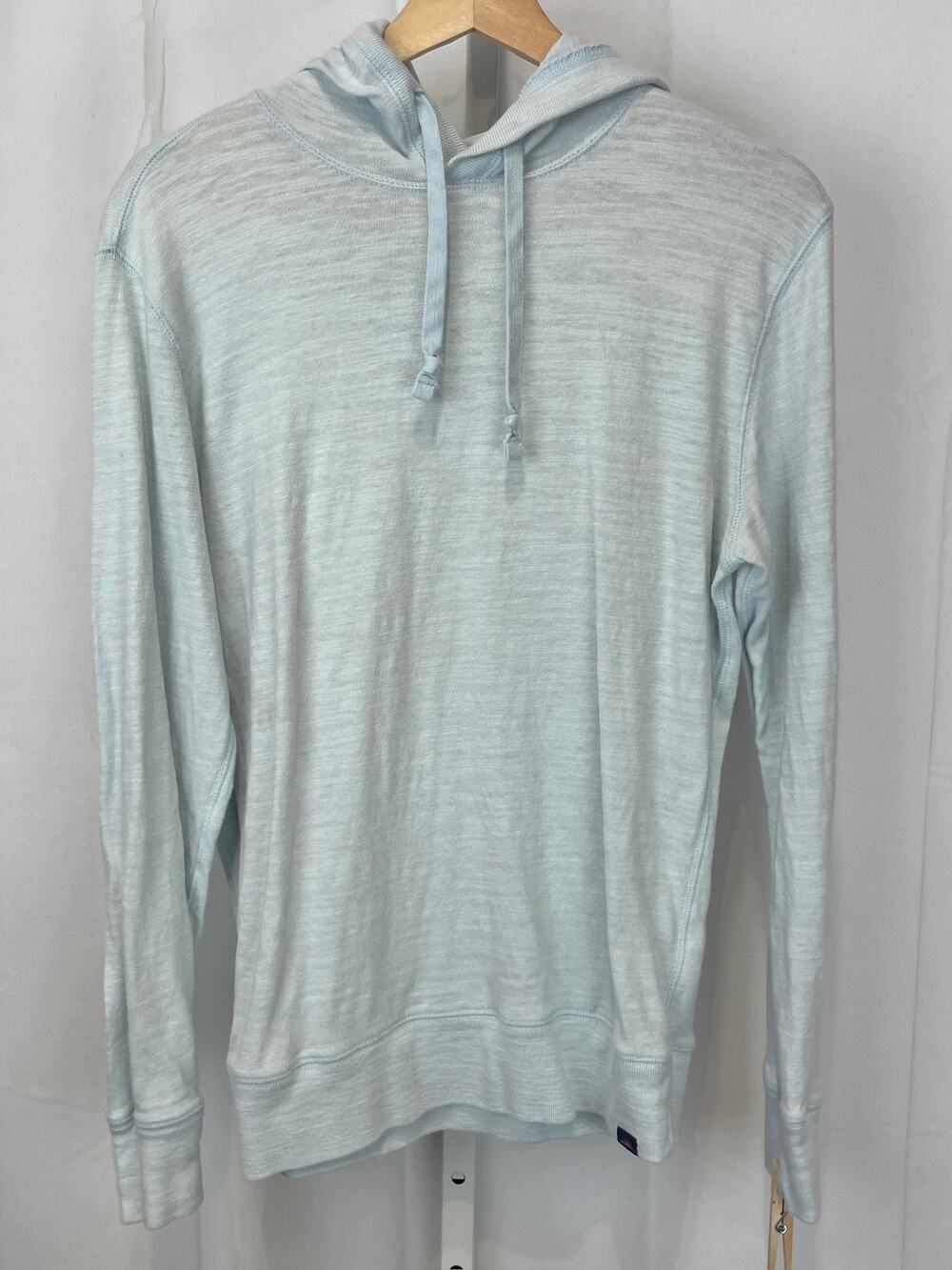 FAHERTY Organic Cotton Slub Hoodie Pullover Sweatshirt Top Pale Blue Size S